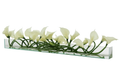 Cache-pot en verre plat 120 cm avec callas blanches