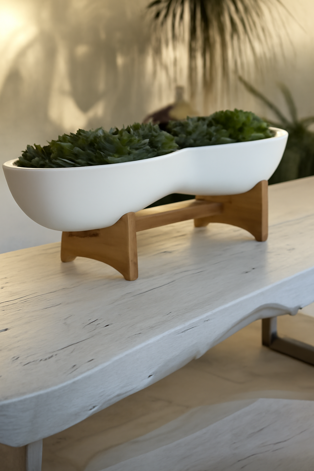 Cache-pot en fibre de verre avec support pour succulentes