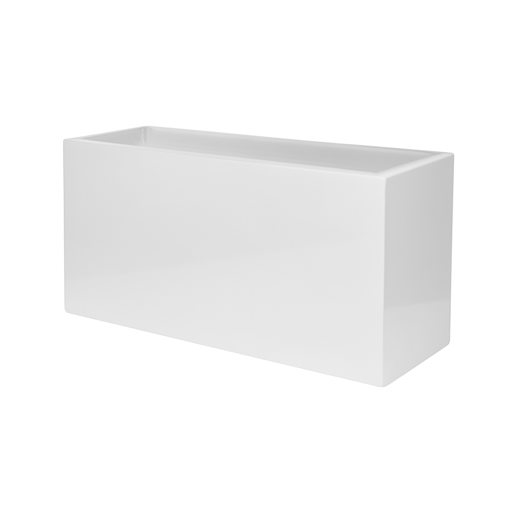Pot en fibre de verre blanc brillant taille S
