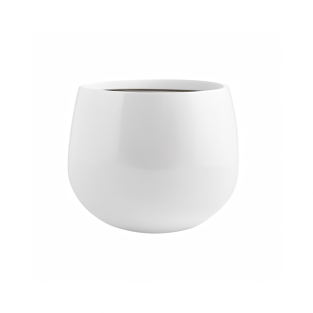 Pot en fibre de verre blanc brillant taille M