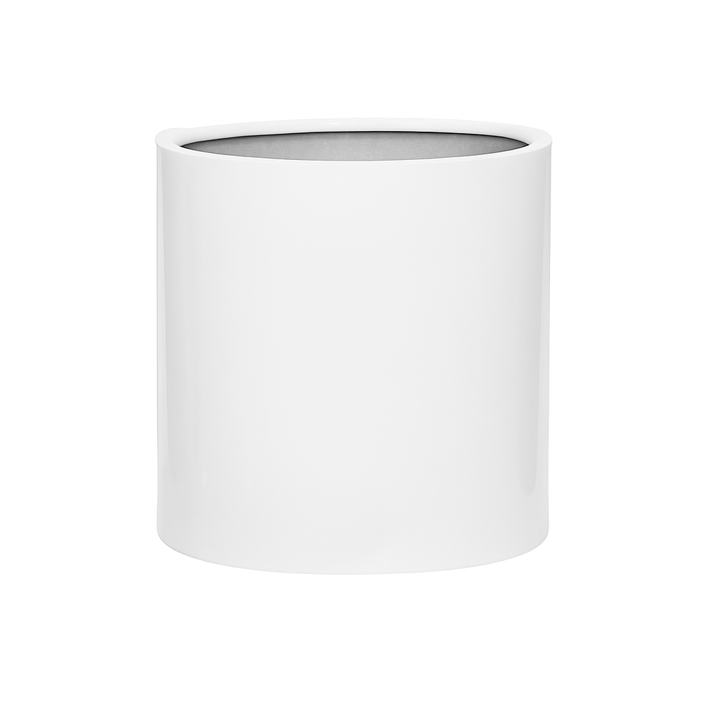 Pot en fibre de verre blanc brillant taille M