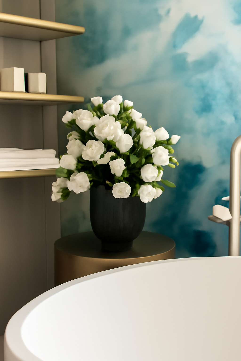 Vase avec roses blanches