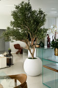 Plante décorative dans cache-pot globe beige mat 30