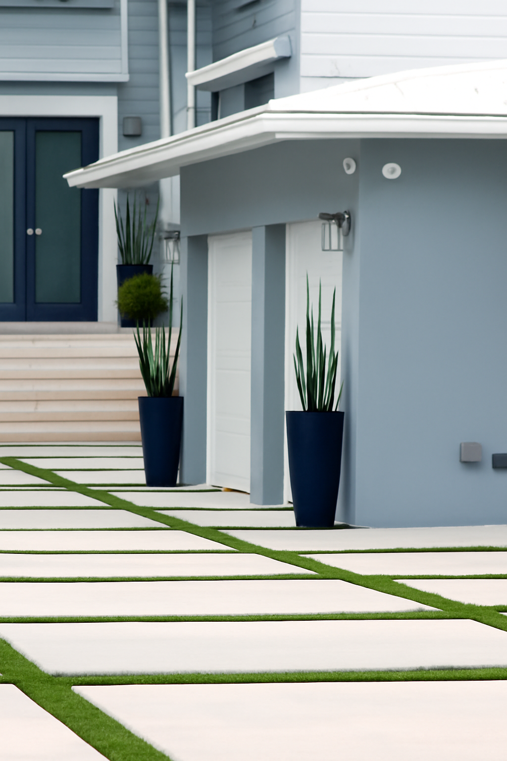 Herbe serpent 120 cm avec cache-pot bleu foncé
