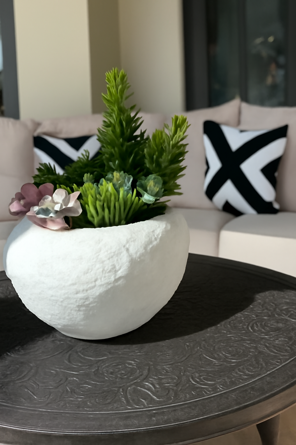 Coupe avec succulentes mélangées