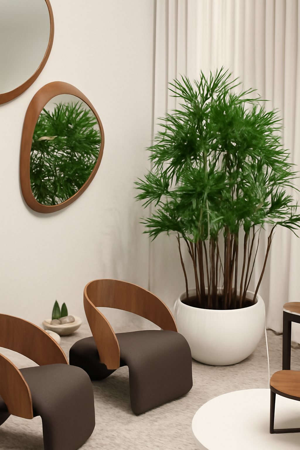 Cache-pot blanc rhapis